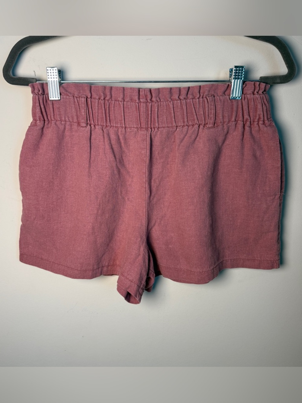 Mosaic & Co Linen-Rayon Shorts | Dusty Rose/Mauve | Size L Summer Vacation Boho